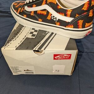 Vans Kids Sneakers - Black with Red and Yellow Flame Print